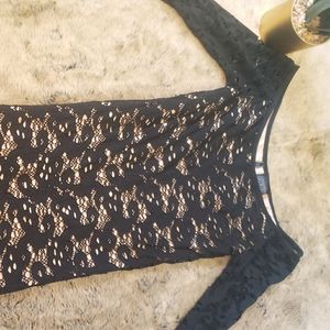 Guess fitted black lace with nude underlined